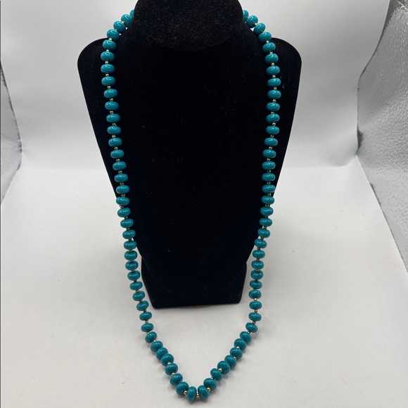 VTG Lucite Turquoise Beaded Necklace disk shaped beads colorful artsy boho NWT - Picture 2 of 8